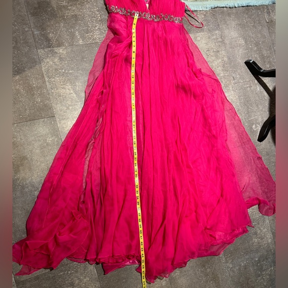 Fuchsia V-neck , A-Line Nika by Niki Kapoor dress - Picture 5 of 6
